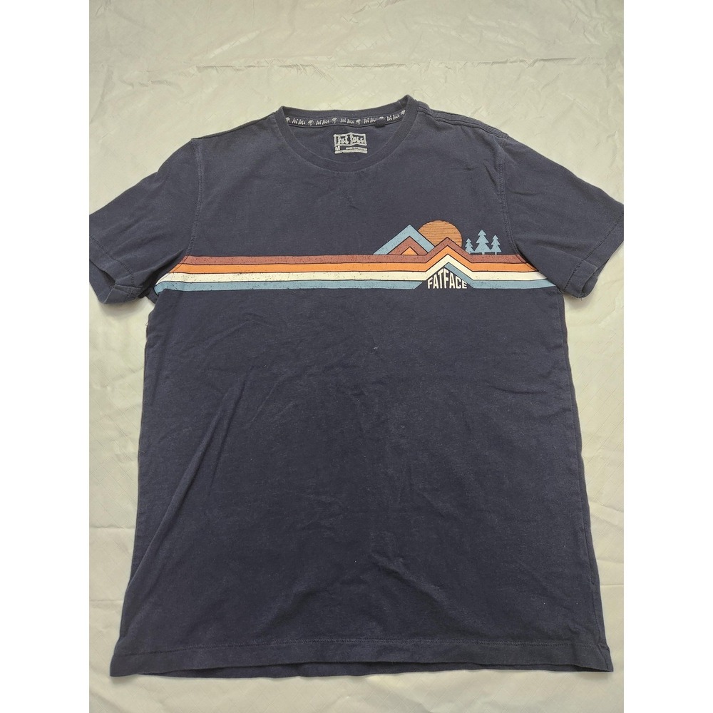 Fat Face Shirt Mens Medium Navy Blue Sunset Mountain Trees Graphic Tee Outdoor